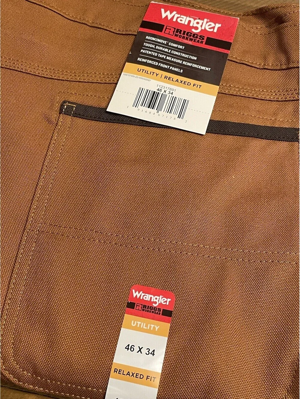Wrangler Riggs Workwear Men's Relaxed Fit Utility Pant Size 46x34 Rubber (Rust)